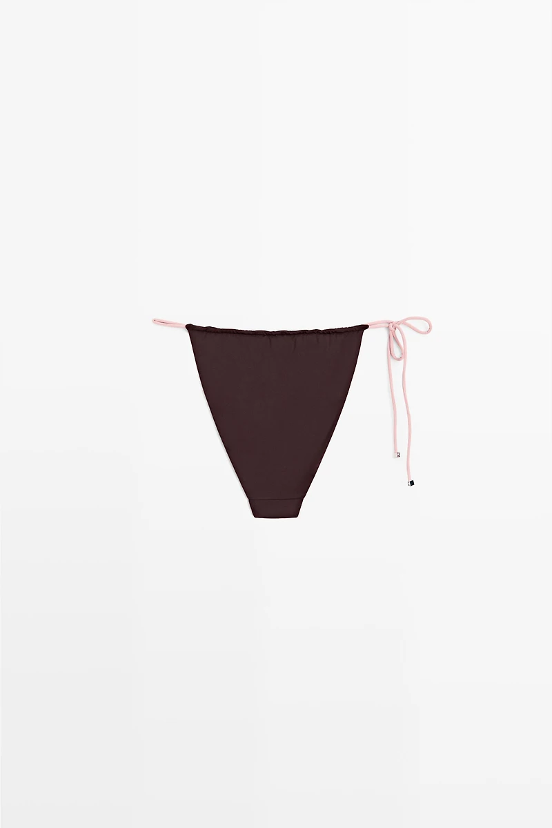 Contrast tie-side bikini bottoms