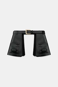 100% LEATHER SKIRT BELT WITH POCKETS
