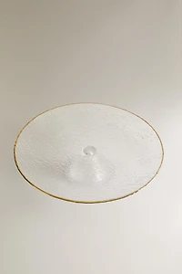 RAISED GLASS SERVING DISH WITH GOLD RIM
