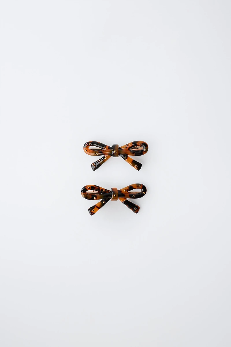 2-PACK OF TORTOISESHELL EFFECT BOW CLIPS