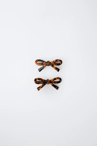 2-PACK OF TORTOISESHELL EFFECT BOW CLIPS