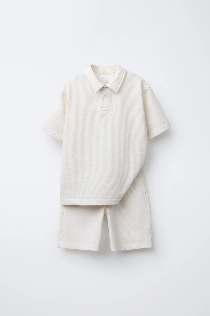 COTTON POLO SHIRT AND BERMUDA SHORTS SET