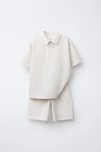 COTTON POLO SHIRT AND BERMUDA SHORTS SET