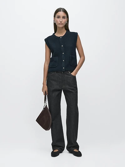 Knit vest with golden buttons