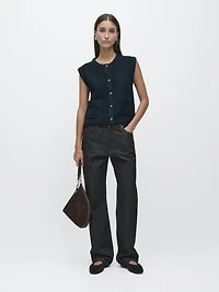 Knit vest with golden buttons