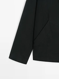 Jacket with leather collar detail