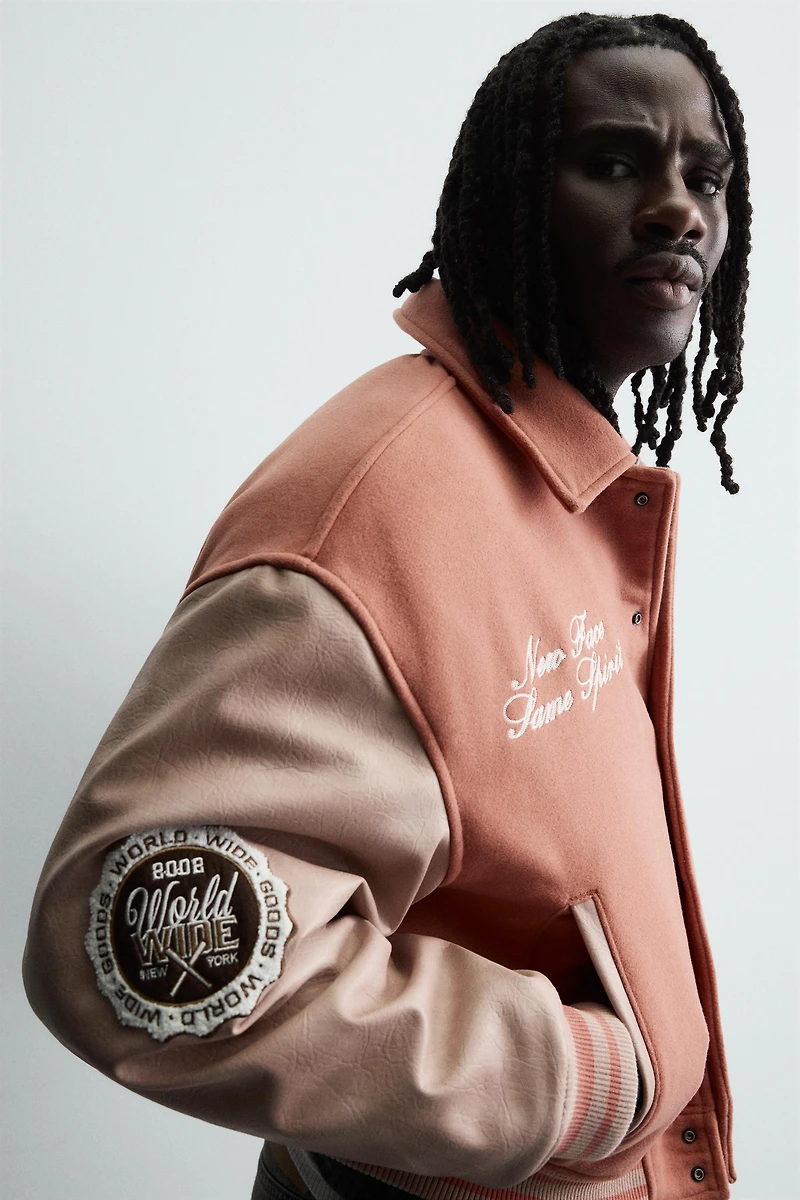 PATCHED QUILTED BOMBER JACKET