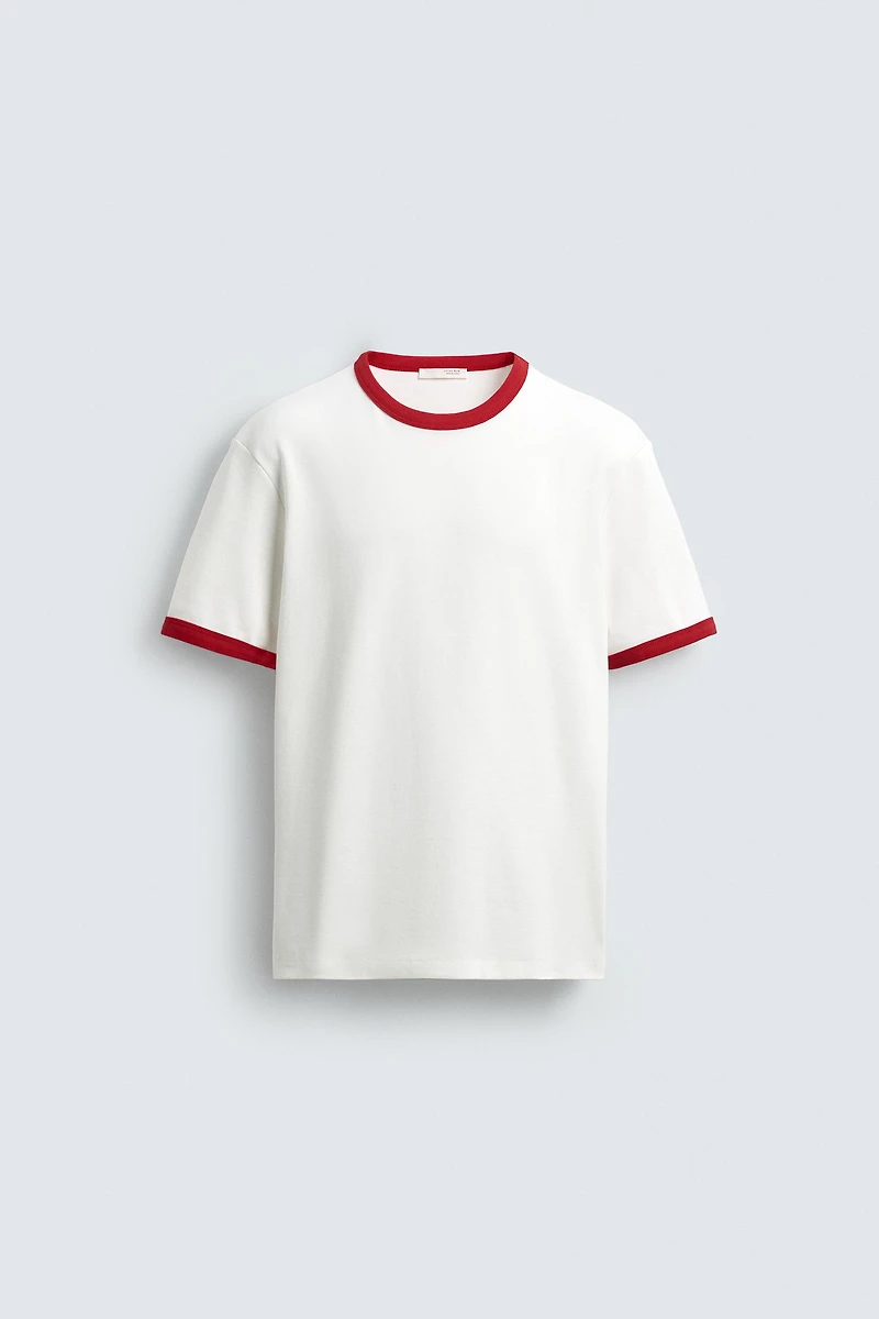 T-SHIRT CÔTELÉ BASIQUE EN CONTRASTE
