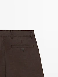 Total look long linen Bermuda shorts