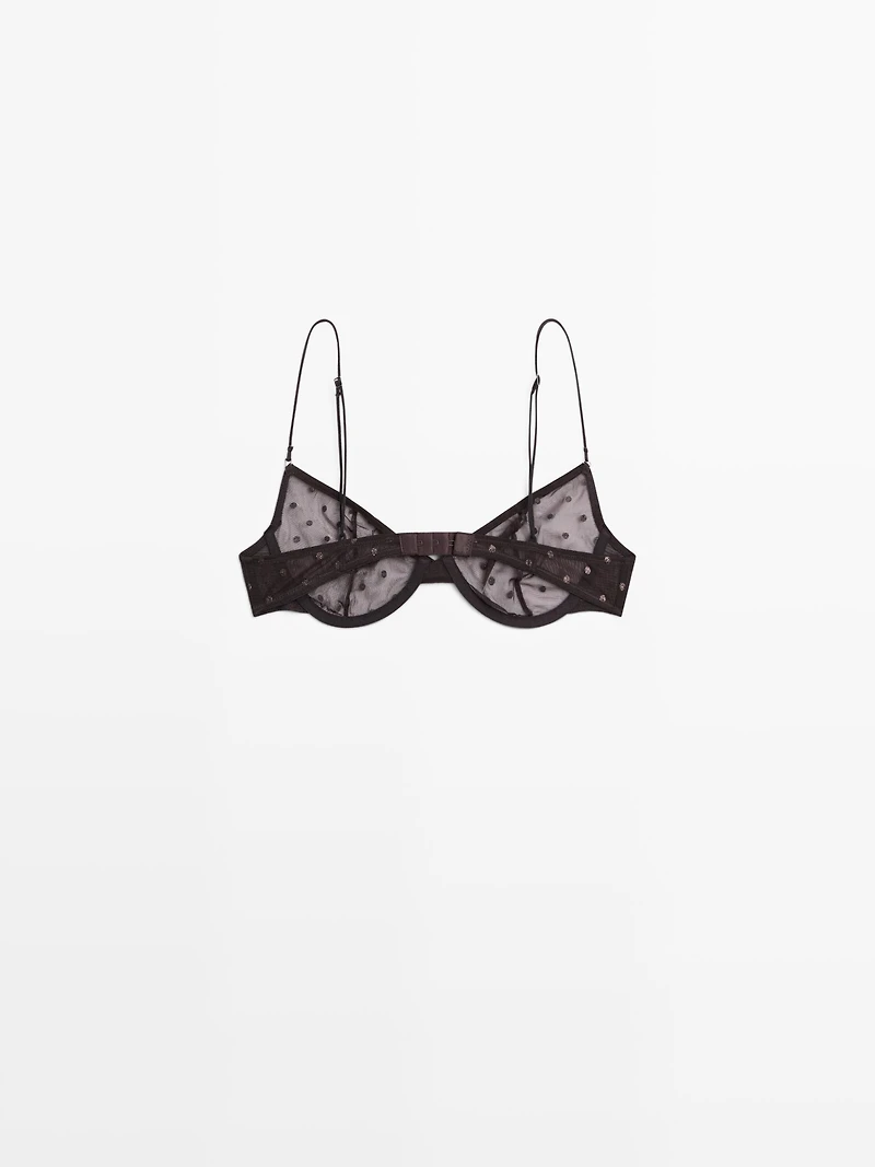 Soutien-gorge semi-transparent à pois