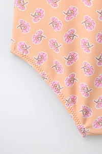 1-6 ANS/ MAILLOT DE BAIN NID D'ABEILLE À FLEURS