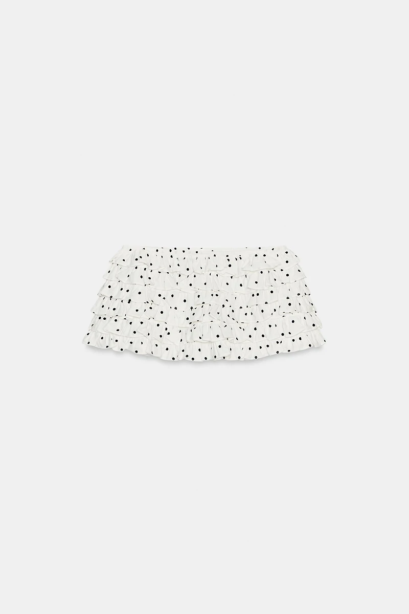 POLKA DOT RUFFLE MINI SHORTS