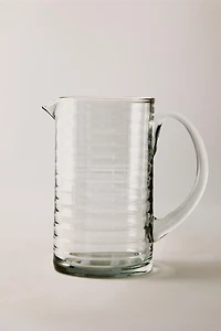 GLASS PITCHER WITH RAISED LINES
