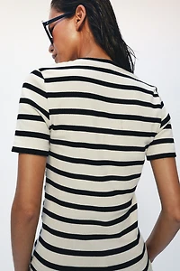 T-SHIRT CÔTELÉ DÉCOLLETÉ ROND