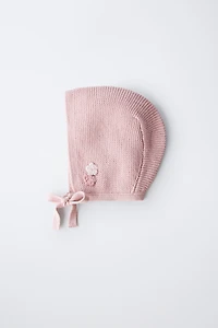 CROCHET FLOWER LINKS KNIT BONNET