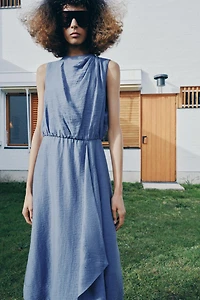 SLEEVELESS LINEN MIDI DRESS