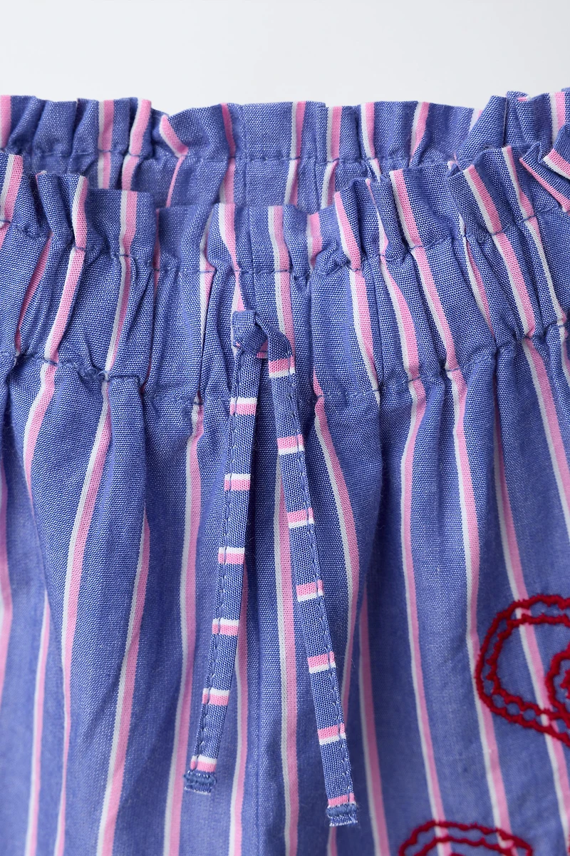 SISSEL EDELBO X ZARA KIDS EMBROIDERED STRIPED SHORTS