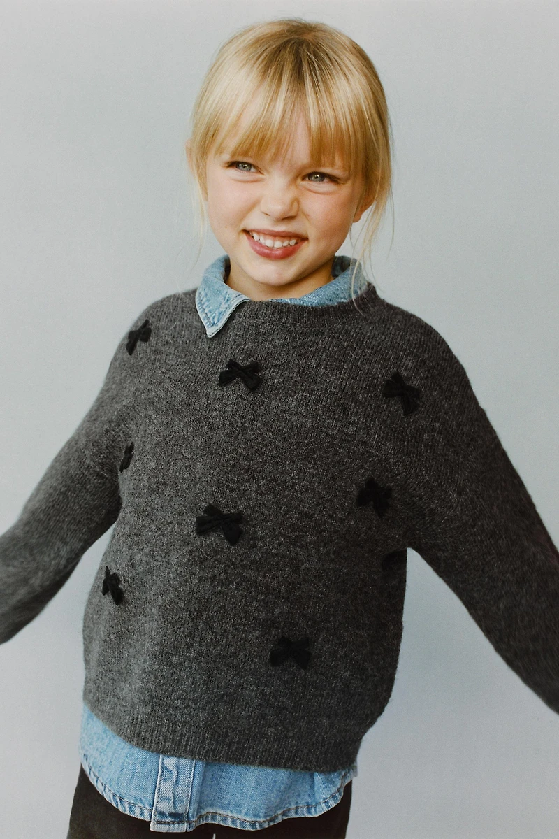 FLOCKED HEART KNIT JUMPER