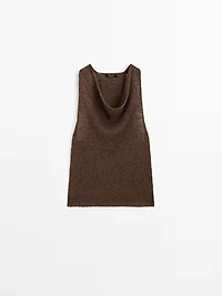 Linen blend knit halter top