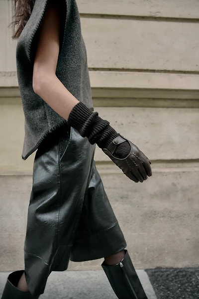 COMBINATION FAUX LEATHER GLOVES