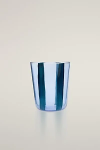 GLASS TUMBLER WITH LINE DESIGN