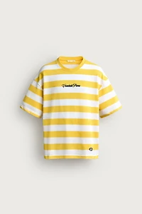 RELAXED FIT STRIPED TEXT T-SHIRT