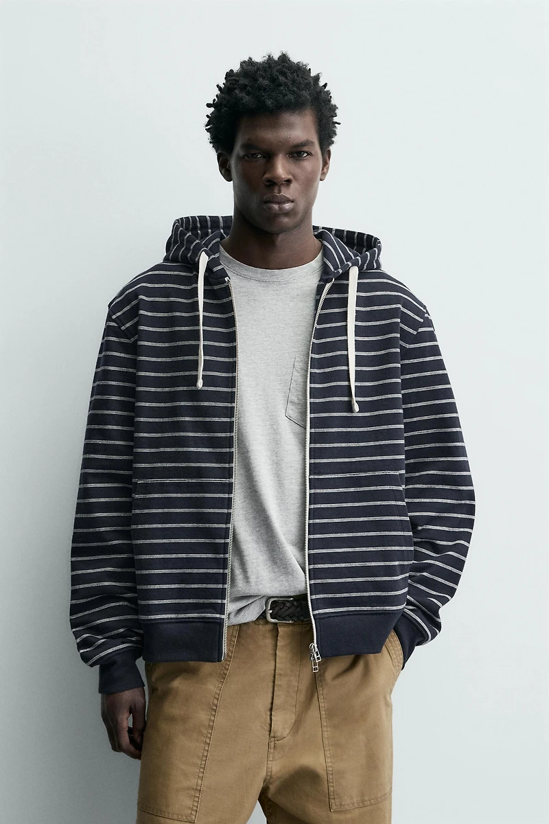 STRIPED HOODIE SWEATSHIRT