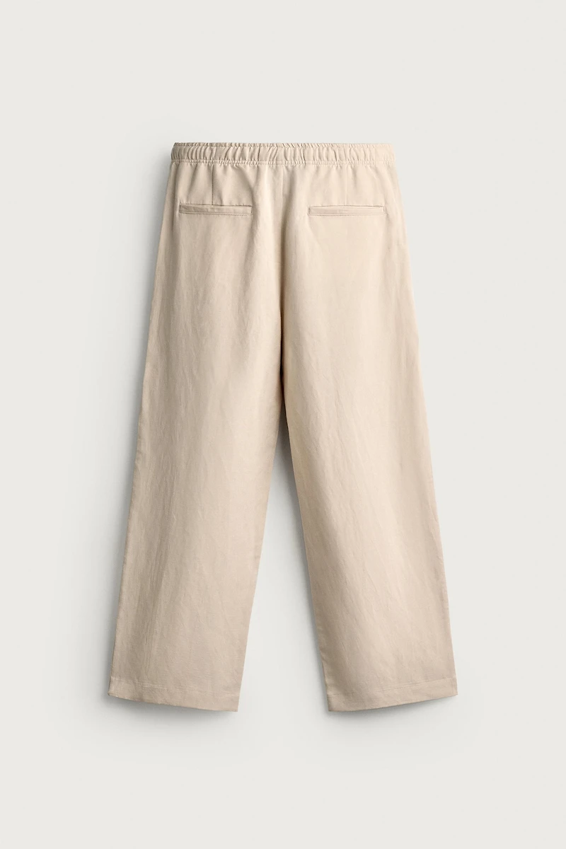 VISCOSE LINEN BLEND RELAXED FIT PANTS