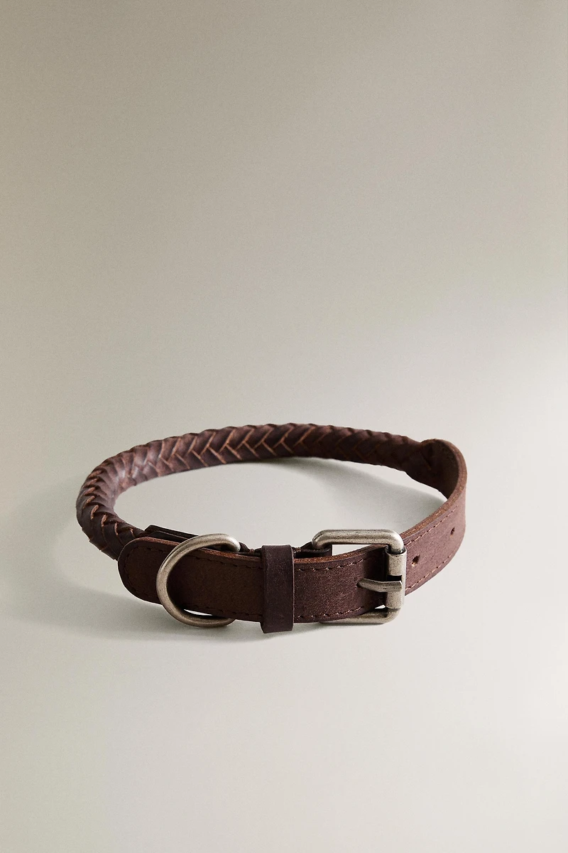 BRAIDED LEATHER DOG COLLAR