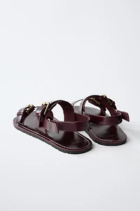 SANDALES À BOUCLES EN CUIR