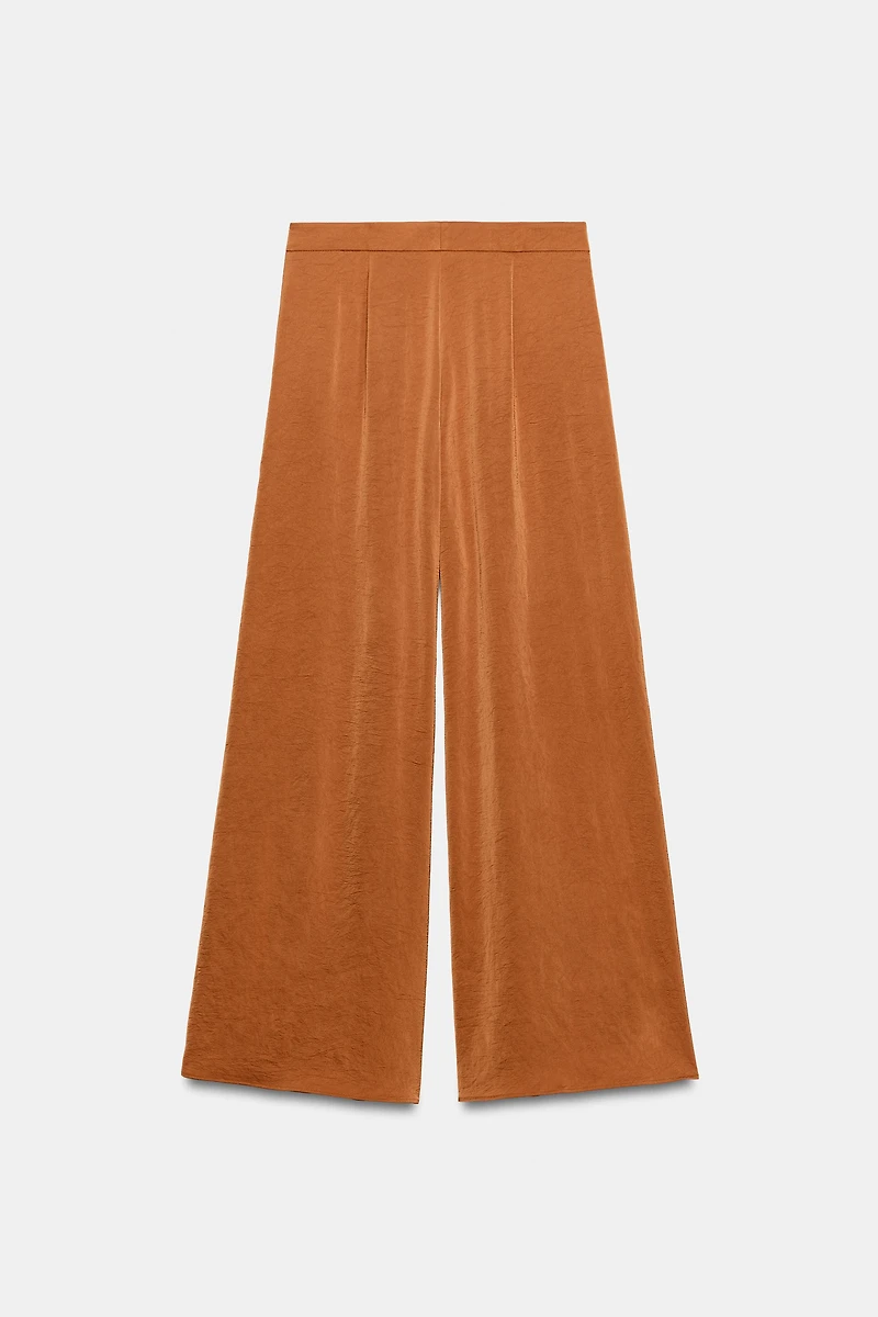 WIDE-LEG RUFFLED FLOWY TROUSERS