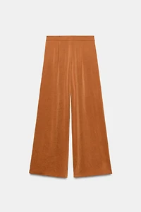 WIDE-LEG RUFFLED FLOWY TROUSERS