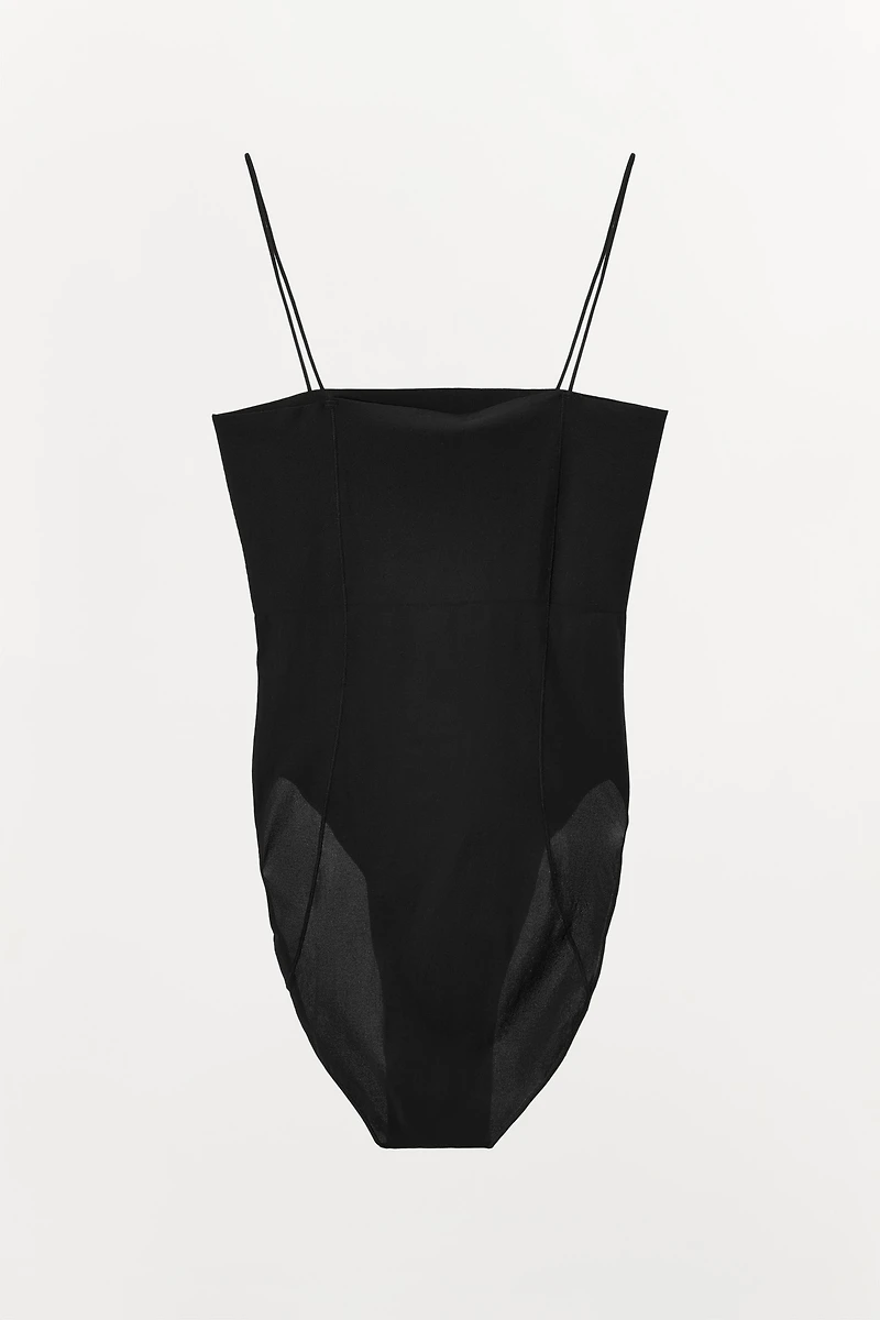FITTED STRAPPY BODYSUIT WITH SEAMS