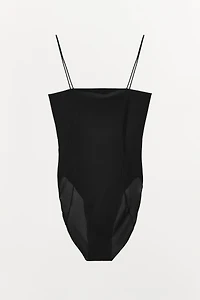 FITTED STRAPPY BODYSUIT WITH SEAMS