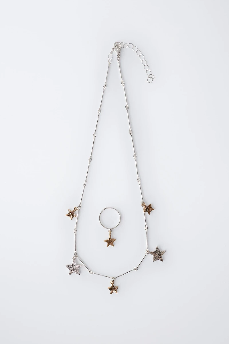 LOT COLLIER ÉTOILES ET BAGUE