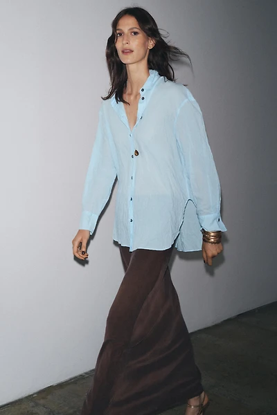 ZW COLLECTION WRINKLED BUTTON SHIRT