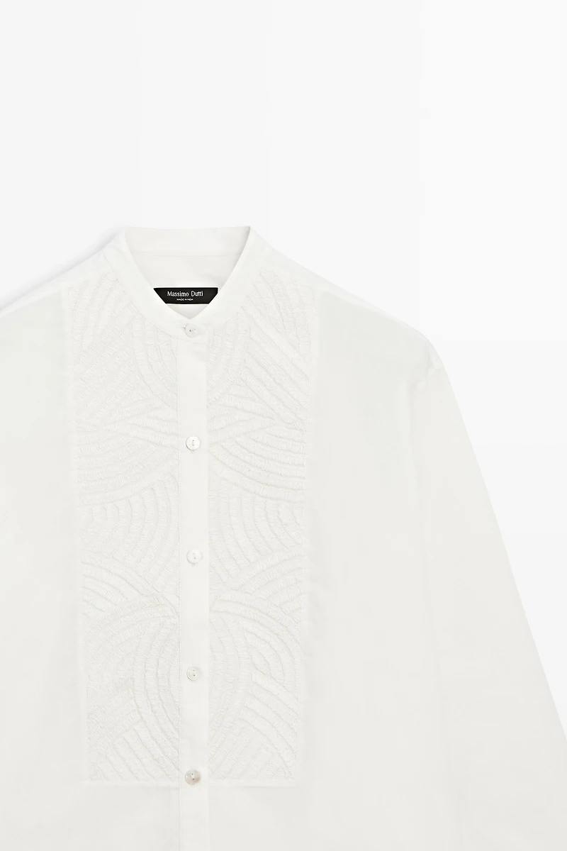 Chemise popeline brodée 100 % coton