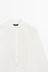 Chemise popeline brodée 100 % coton