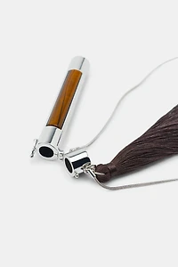 COLLIER MÉTALLIQUE TUBE FRANGES