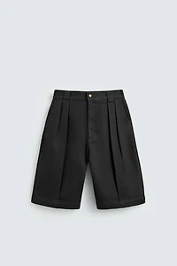 RELAXED FIT PLEATED SHORTS