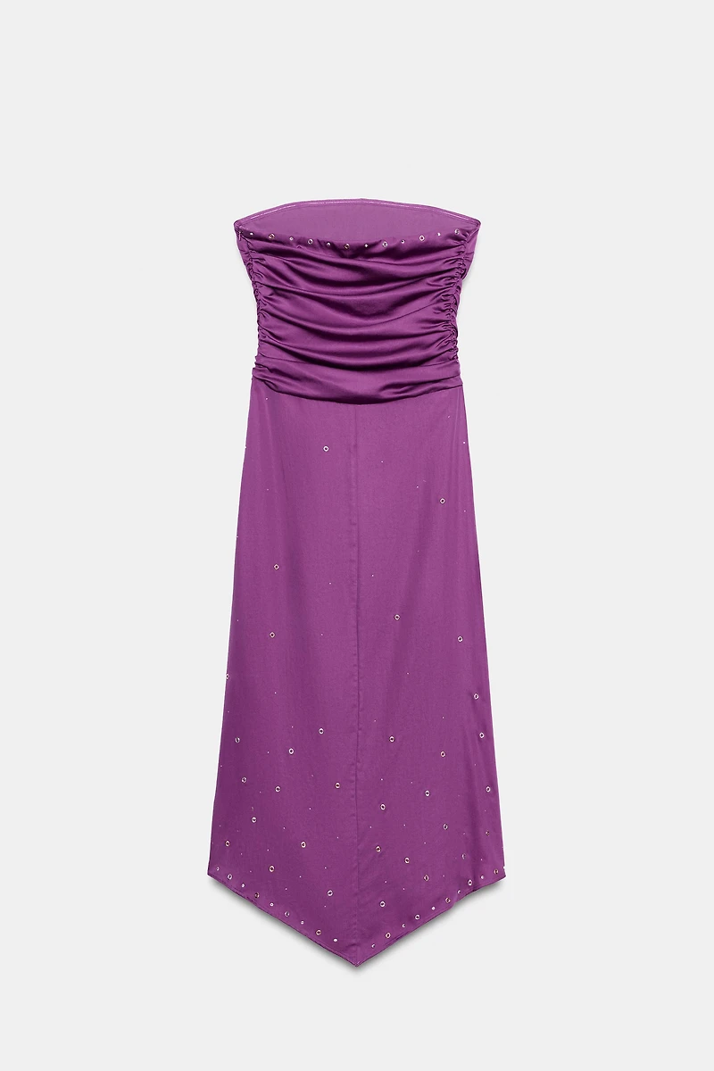 RHINESTONE EYELET MIDI DRESS