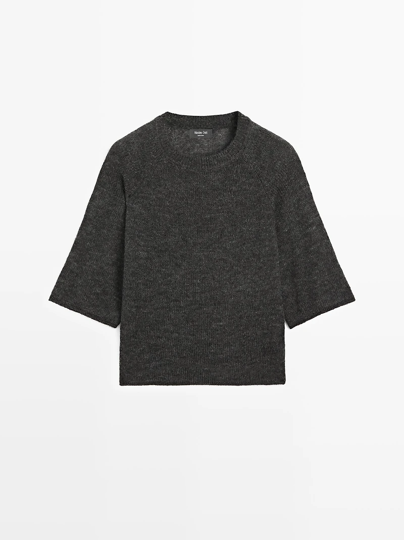 Knit alpaca and wool blend raglan sleeve sweater