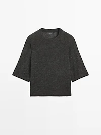 Knit alpaca and wool blend raglan sleeve sweater