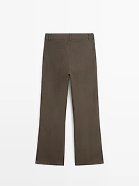 Kick flare cropped linen trousers