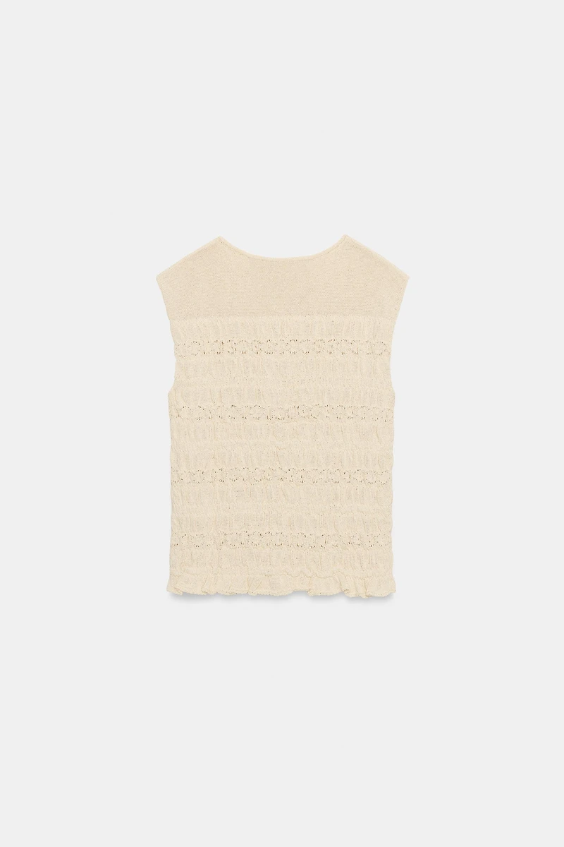 TOP EN MAILLE NID D'ABEILLE