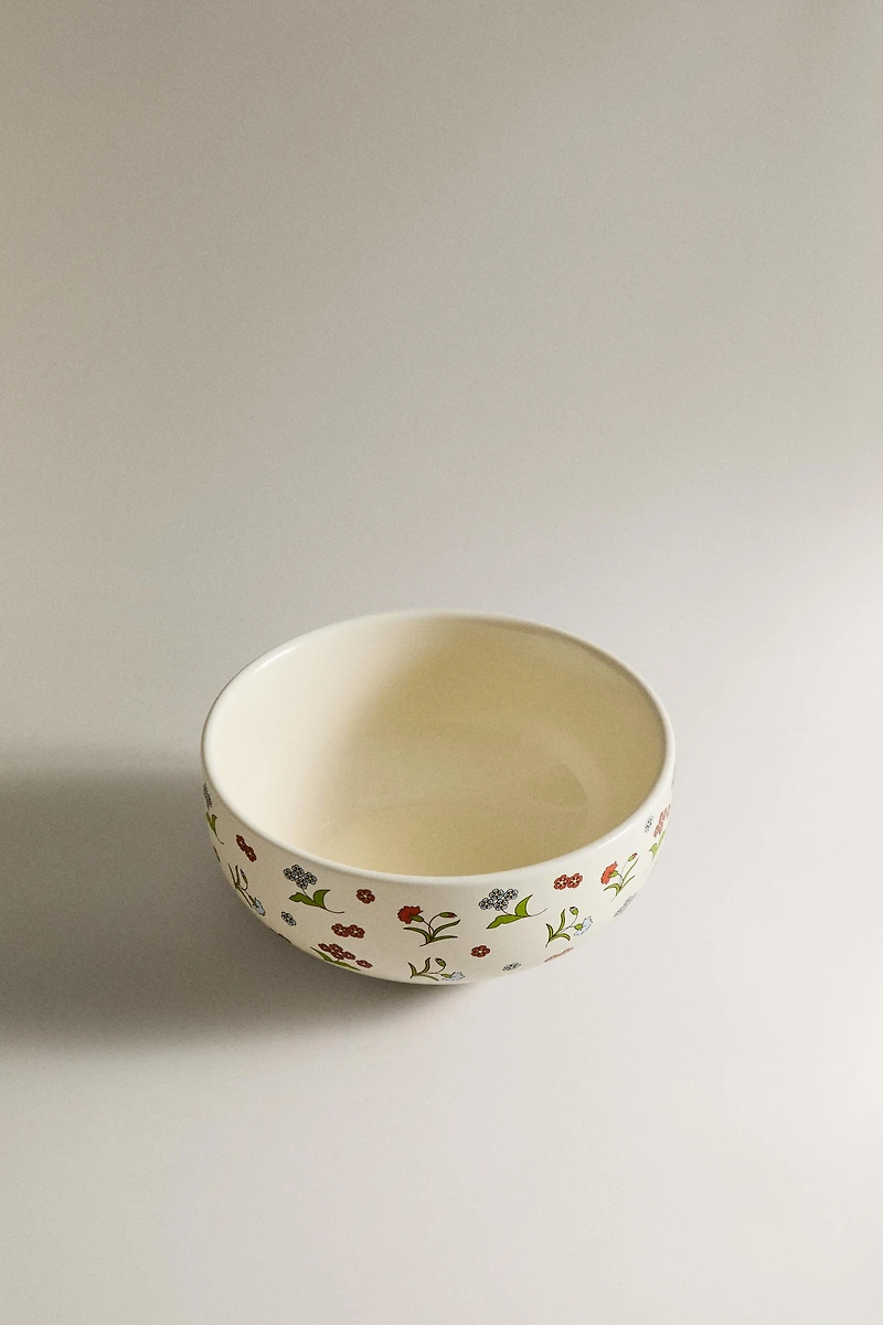 KIDS' FLORAL STONEWARE BOWL