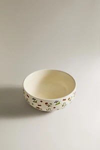 KIDS' FLORAL STONEWARE BOWL