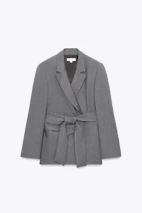 SHOULDER PAD BELTED BLAZER