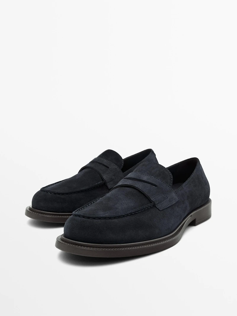 Split leather penny loafers