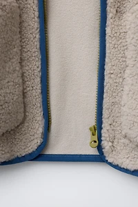 CONTRAST PIPING FLEECE HOODIE JACKET